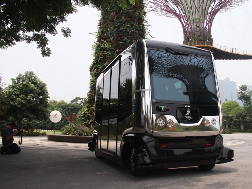 A*STAR's autonomous vehicle plies the roads at one-north. Photo: Daryl Kang/TODAY