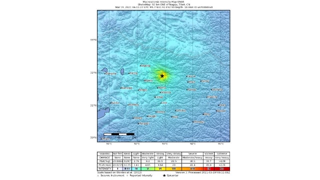 中国西藏东部地区发生6.1级地震