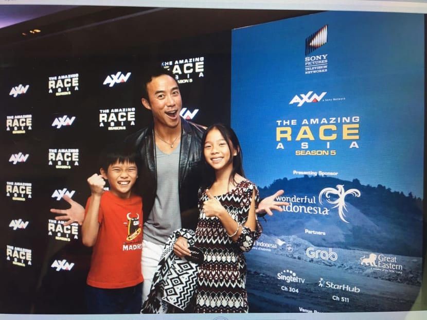 Actor and TV host Allan Wu with his children Jonas (left) and Sage. Photo: Allan Wu