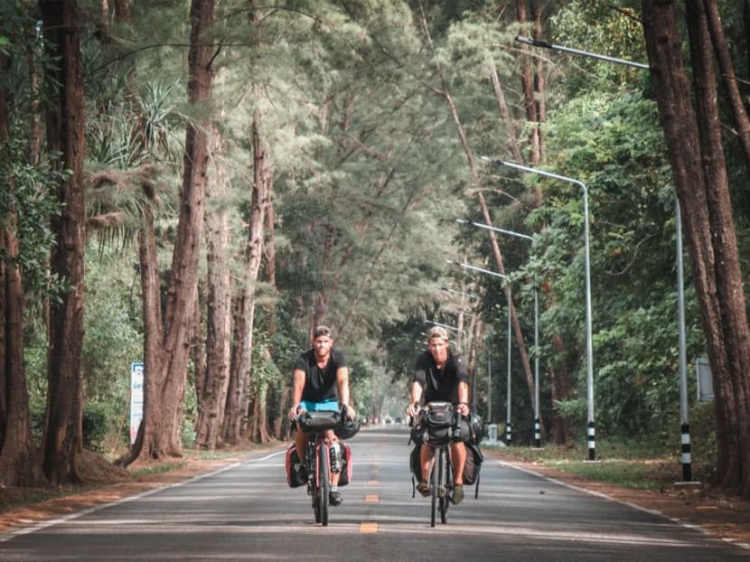 A photo posted on the "Curious Pedals" Instagram account, run by two friends from Finland who last June embarked on a 21-country, 15,400km, 245-day cycling trip from Helsinki to Singapore.