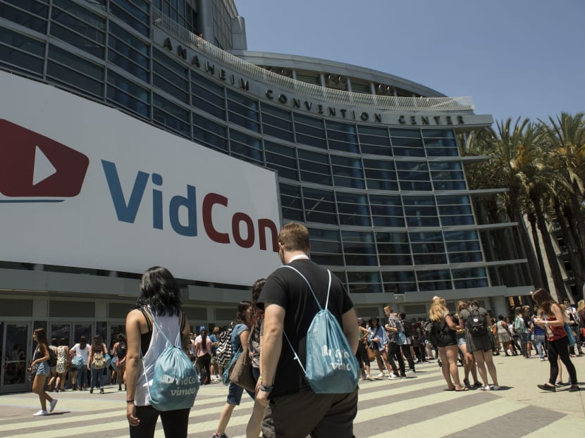 People make their way to the 6th annual VidCon held at the Anaheim Convention Center in Anaheim, California. Photo: AP