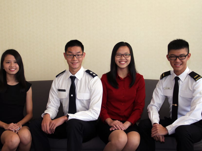 President's Scholarship recipients (from left) Etsuko Lim Tze, Tan Kuan Hian, Clara Lim Shu Qi and Russell Ewe Yuhang. Photo: Jaslin Goh