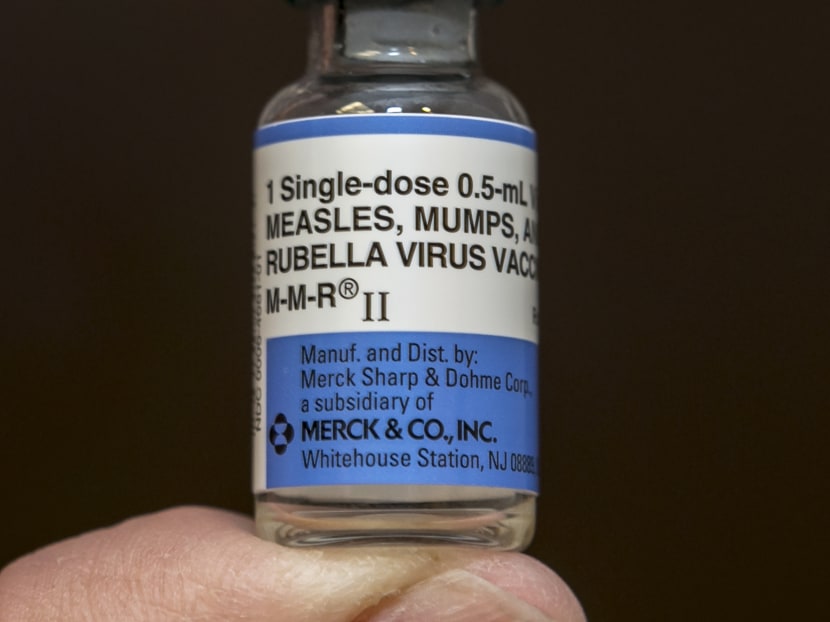 A single-dose vial of the measles-mumps-rubella virus vaccine live, or MMR vaccine is shown at the practice of Dr. Charles Goodman in Northridge, California, Jan 29, 2015. Photo: AP