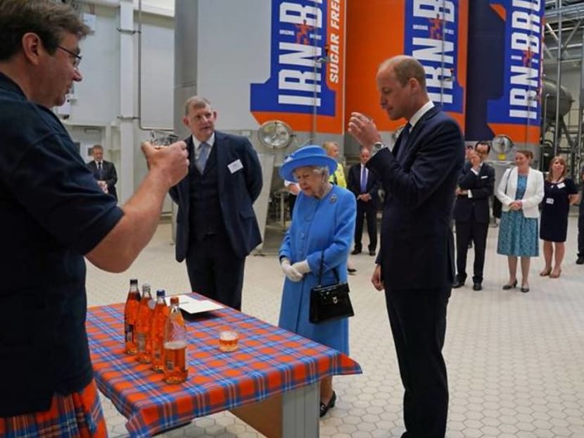 UK queen visits Irn-Bru factory, Prince William tastes the 'girders' UK queen visits Irn-Bru factory, Prince William tastes the 'girders'