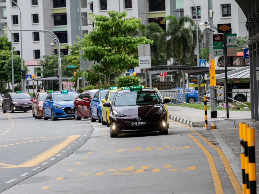 Taxis waiting at Clementi MRT station stand on May 17, 2021. Taxis waiting at Clementi MRT station stand on May 17, 2021.