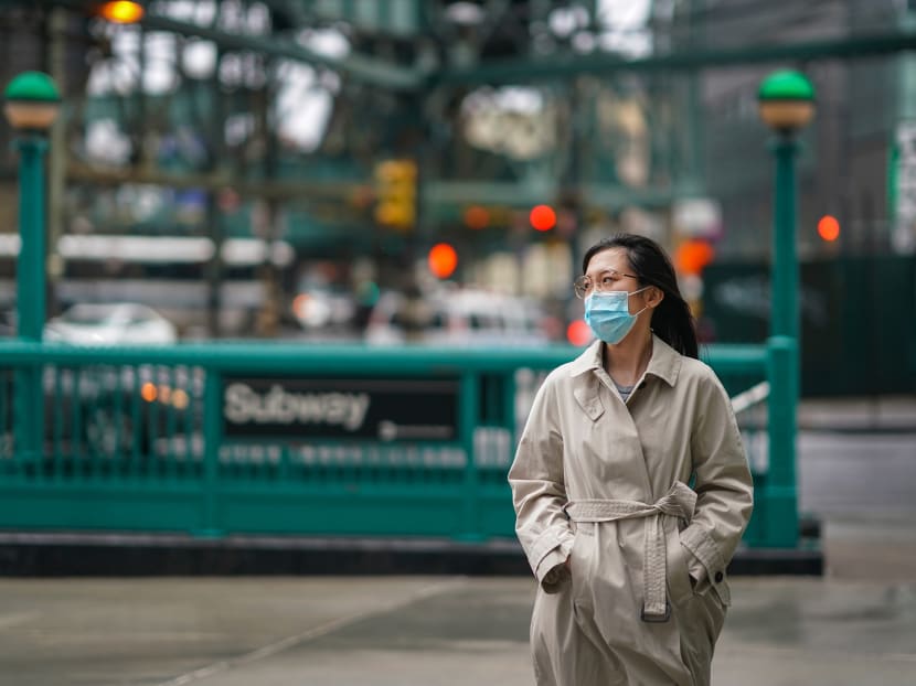 Ms Zhaojing Qian, a student at Stony Brook University, in New York on Friday, on April 3, 2020. Ms Qian said she worried about getting on a plane with others who might get infected.