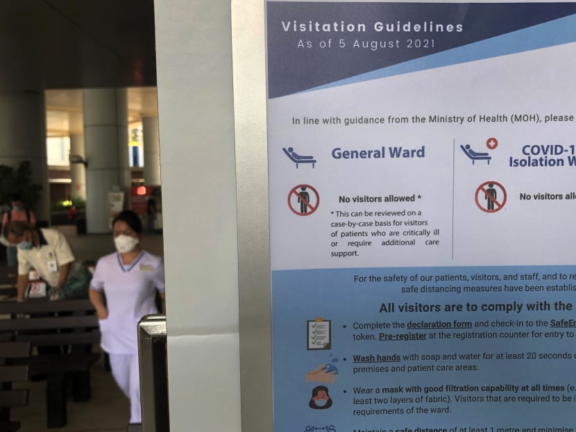 All visitors will be barred from hospital wards from Aug 5 to 18 — with the exception of several groups.