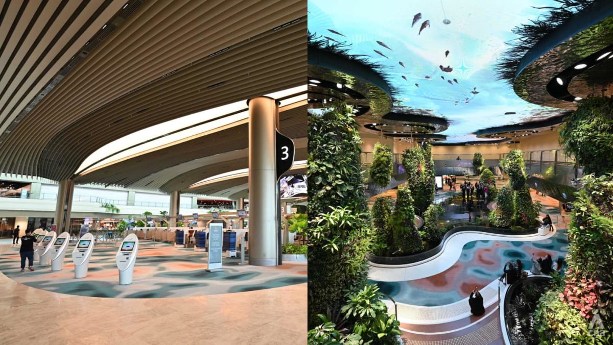 Changi Airport's Terminal 2 fully reopens with lush greenery and digital  waterfall display - CNA