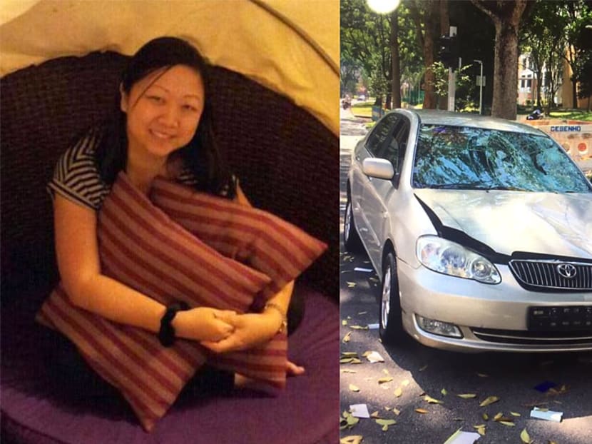 Civil servant Serene Ng (left) died after she was hit by Galistan Aidan Glyn's car (right) in August 2017.
