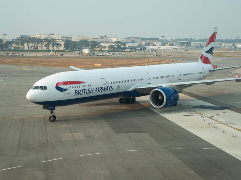 A British Airways Boeing 777 300 ER passenger aircraft at Changi airport.