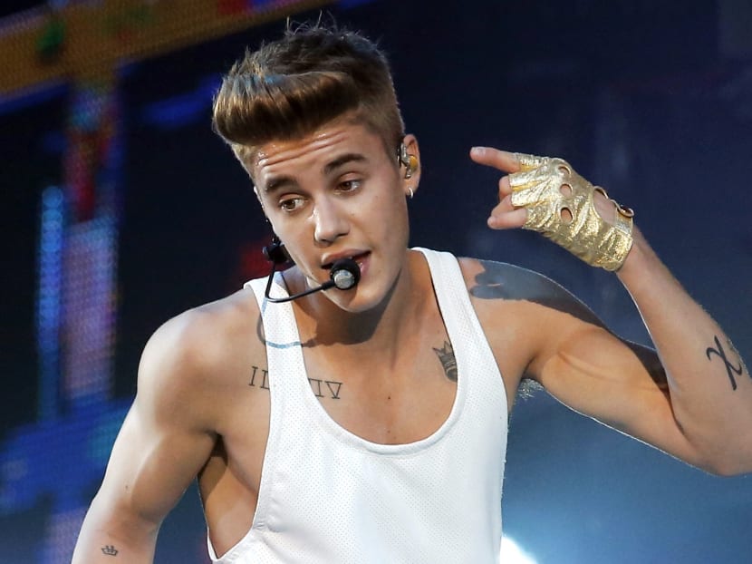 File photo of singer Justin Bieber performing during a concert at Bercy Arena in Paris. Photo: AP