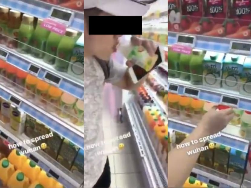 The video filmed at an NTUC FairPrice outlet had the words “How to spread Wuhan” appearing on screen as part of the video, an apparent reference to the Covid-19 outbreak, which originated in the city of Wuhan in China’s Hubei province.