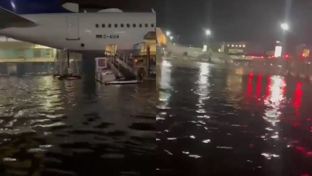 德国遭暴风雨袭击 法兰克福机场近百趟航班被迫取消