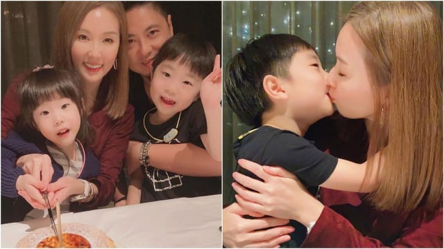 林湘萍43岁生日　儿女献吻超幸福！