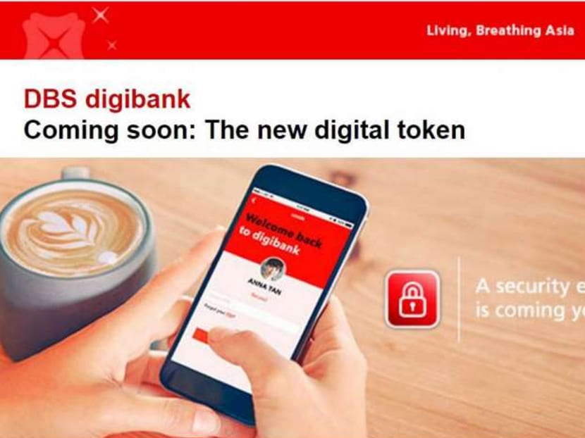 DBS, Singapore’s largest bank, said on April 11, 2017, it would stop issuing physical dongles in the second quarter of next year in a move that will affect over 2.6 million of its customers. Photo: DBS