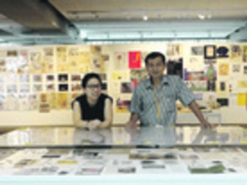 Singaporean artist-archivist Koh Nguang How (right) is presenting his art archives at the Asia Culture Centre in Gwangju, Korea, together with National Gallery Singapore curator Charmaine Toh. Photo: Koh Nguang How.