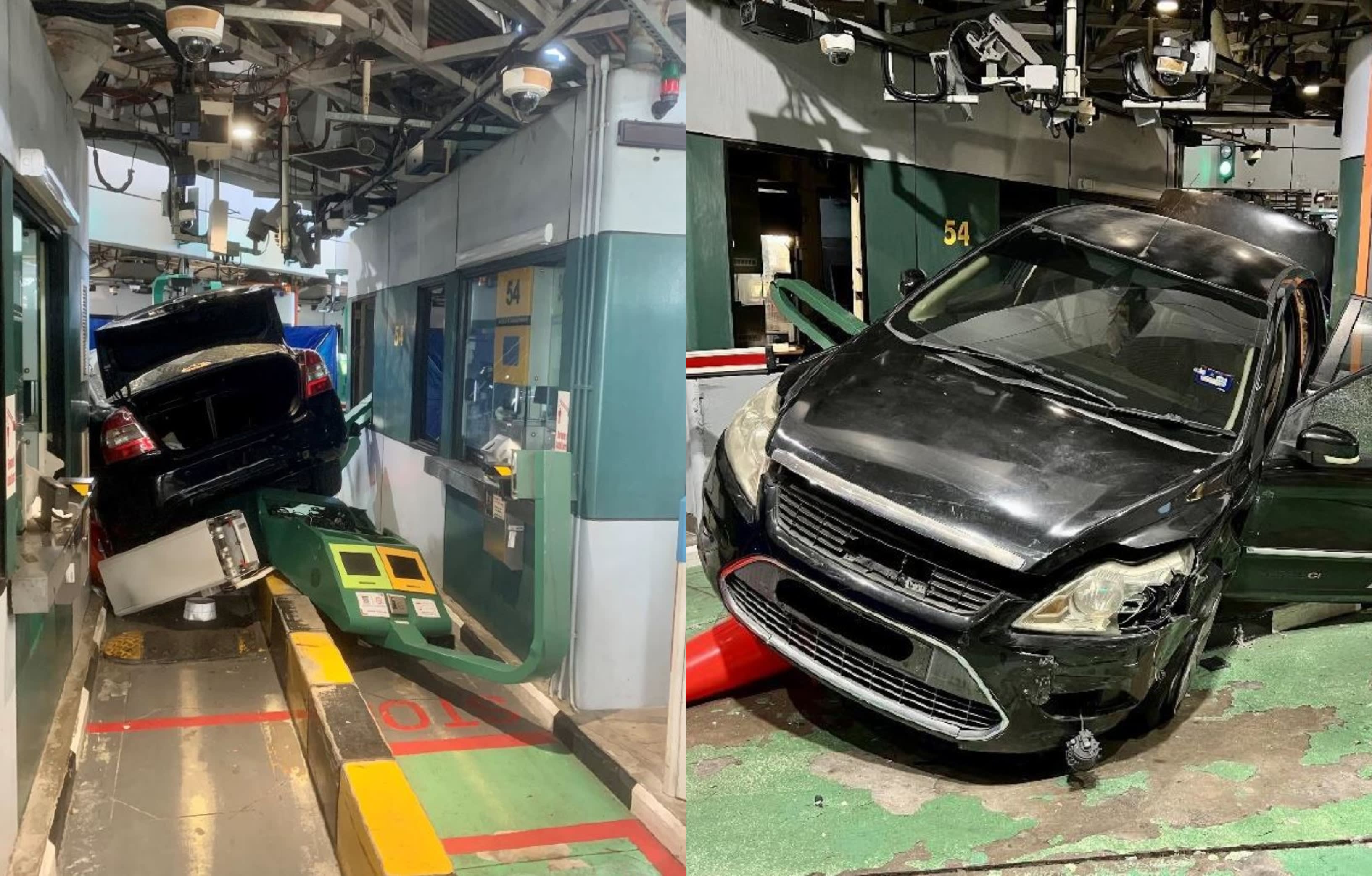 The scene at Tuas Checkpoint after a driver reportedly refused to stop for immigration clearance on April 8, 2022. The scene at Tuas Checkpoint after a driver reportedly refused to stop for immigration clearance on April 8, 2022.