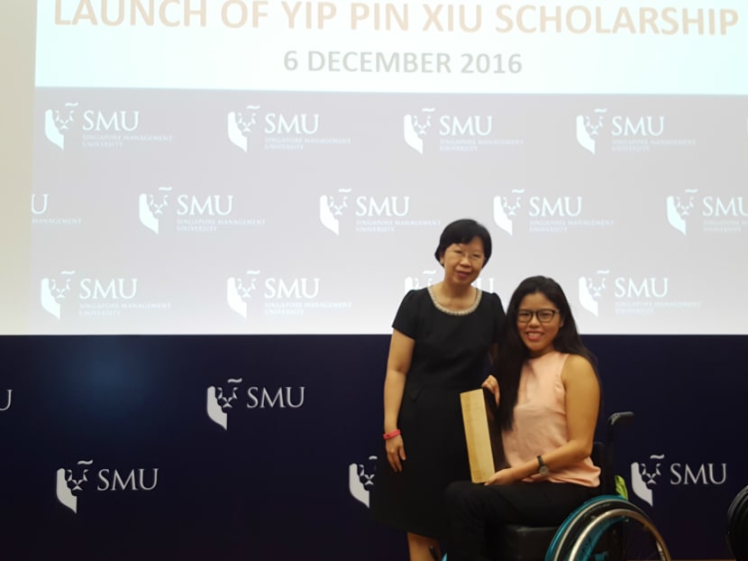 National para-swimmer Yip Pin Xiu now has a scholarship named after her which is open to all national athletes studying at the SMU. Photo: Teng Kiat Teo/TODAY