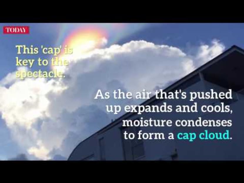 Iridescent cloud versus 'fire rainbow'