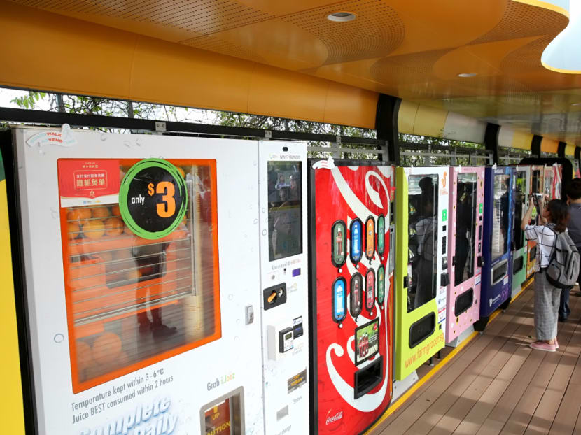 Some of the 35 newly launched vending machines along the Sentosa Boardwalk that sells more than just food and drinks.