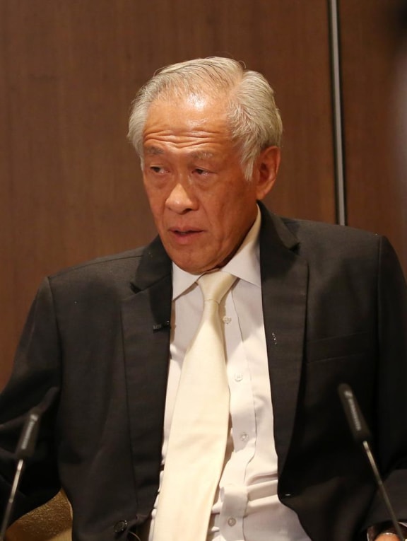 Minister for Defence Ng Eng Hen giving a wrap-up interview at the Shangri-La Dialogue on June 12, 2022.