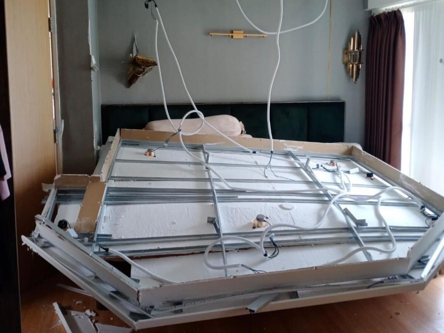 ‘We could have died’: Shocked mum tells of collapse of false ceiling in recently renovated bedroom ‘We could have died’: Shocked mum tells of collapse of false ceiling in recently renovated bedroom