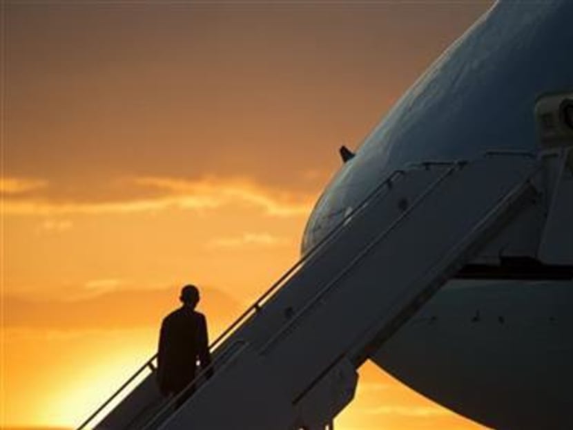 President Barack Obama boarding Air Force One at Yangon International Airport. Photo: AP