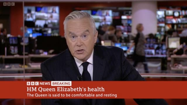 英女王健康欠佳 BBC主播穿黑西装黑领带