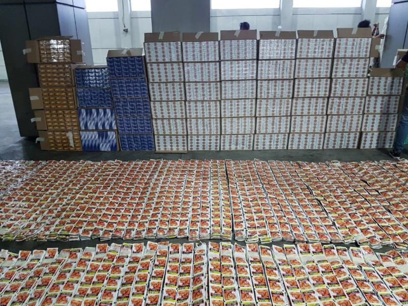 Approximately 750kg of chewing tobacco and 3,448 cartons of duty-unpaid cigarettes were seized. Photo: ICA