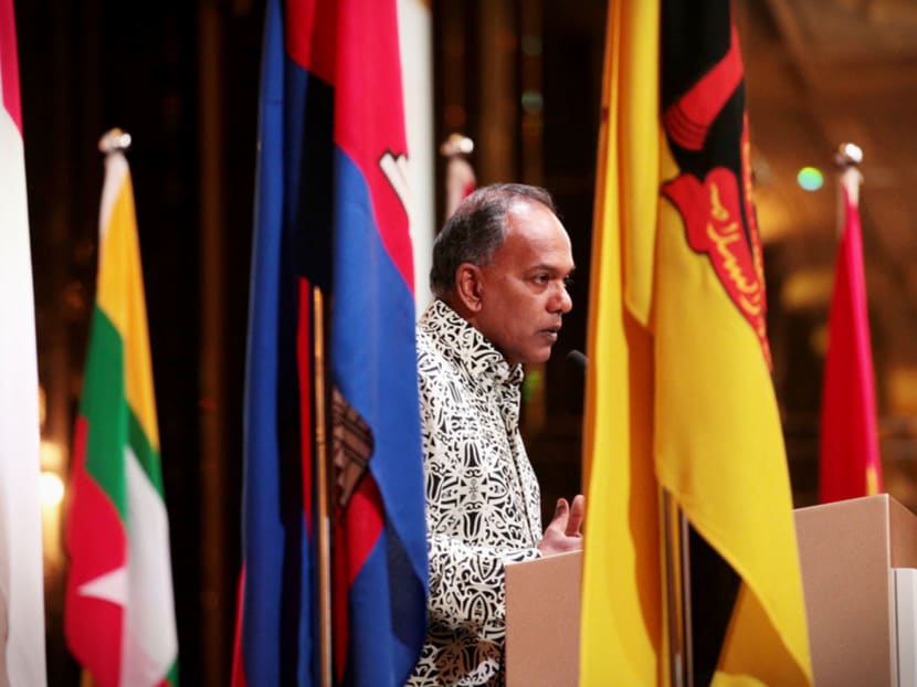 Singaporean Minister K Shanmugam at the ASEAN Day reception 2015 yesterday, where he called for a stronger regional identity. Photo: Jason Quah