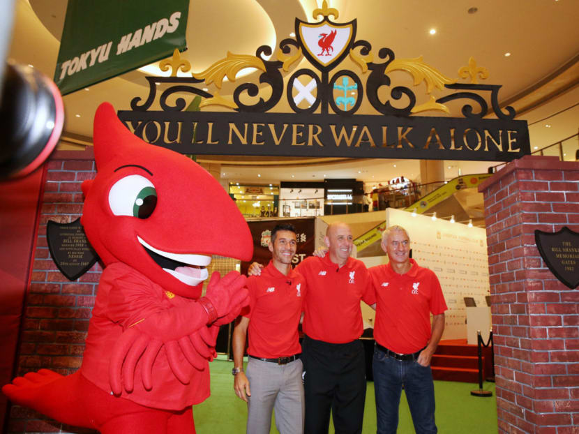(From left) Luis Garcia, Gary McAllister and Ian Rush, at the launch of the LFC World exhibition at Suntec City yesterday. 

Photo: Koh Mui Fong