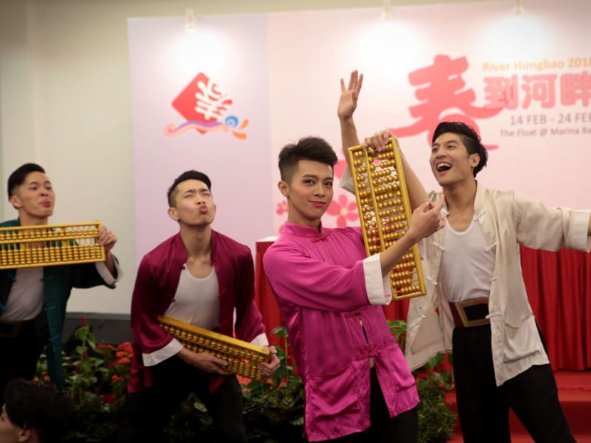 Photo of the day: The National Taiwan University of Sport Culture Arts performing team dancing during a media preview of the River Hongbao 2018 on Tuesday (Feb 13). The River Hongbao 2018 will be held at the Floating Platform@Marina Bay from Feb 14 to Feb 24. Photo: Jason Quah/TODAY