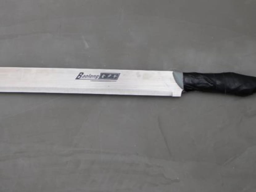 Photo of one of the six knives seized.