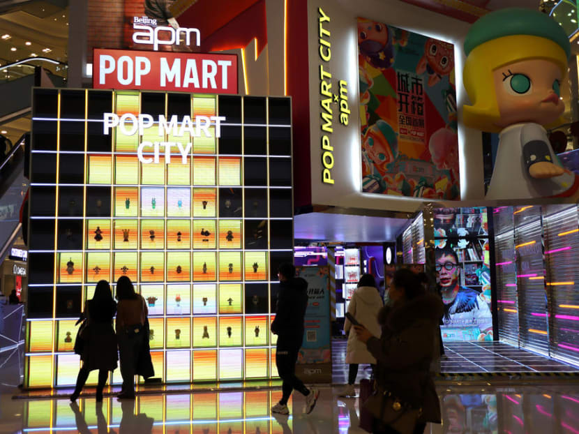 A booth of Chinese toy maker Pop Mart is seen at a shopping complex in China's capital Beijing.