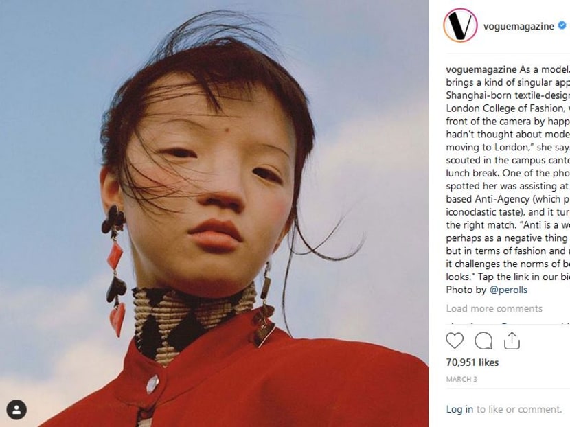 Chinese model Gao Qizhen was featured in an Instagram photo by American fashion magazine Vogue.