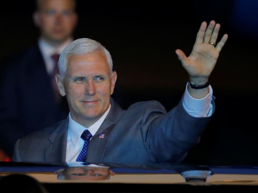 American Vice President Mike Pence waves as he arrives at Sydney International Airport in Australia, April 21, 2017. Source: Reuters