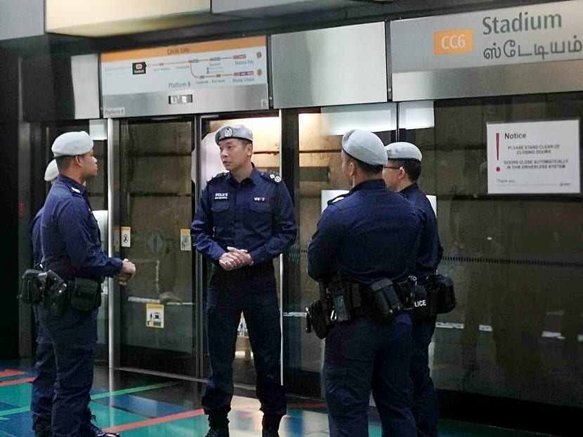TransCom officers deployed to patrol MRT stations and bus interchanges around Singapore. They are backed up by volunteers on the Rider-on-Watch scheme, who help to keep an eye out for suspicious activities on the transport network. TransCom officers deployed to patrol MRT stations and bus interchanges around Singapore. They are backed up by volunteers on the Rider-on-Watch scheme, who help to keep an eye out for suspicious activities on the transport network.