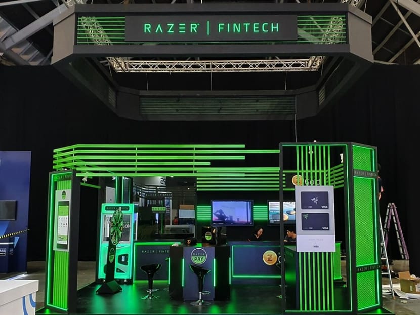 The Razer Fintech booth at the Singapore Fintech Festival in November 2019. The gaming company is building on its fintech business and collaborating with various service providers to get a digital banking licence.