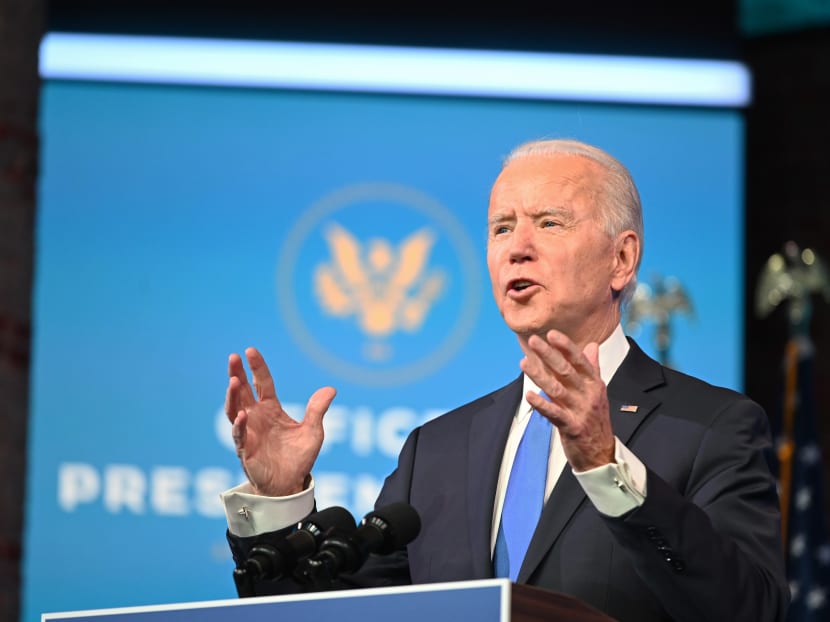 US President-elect Joe Biden delivers remarks on the Electoral college certification at the Queen Theatre in Wilmington, Delaware on Dec 14, 2020. US President-elect Joe Biden delivers remarks on the Electoral college certification at the Queen Theatre in Wilmington, Delaware on Dec 14, 2020.