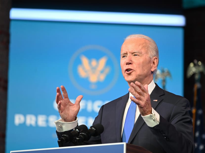 US President-elect Joe Biden delivers remarks on the Electoral college certification at the Queen Theatre in Wilmington, Delaware on Dec 14, 2020.