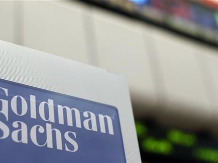 A Goldman Sachs sign is seen on the floor of the New York Stock Exchange. Photo: Reuters