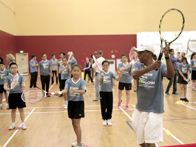 The Tennis for Every Child programme was launched on Sept 10, 2014. Photo: Wee Teck Hian