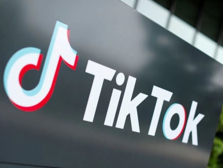The TikTok logo is pictured outside the company's US head office in Culver City, California on Sept 15, 2020. 