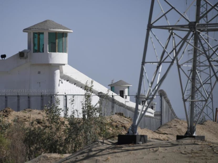 Watchtowers on a high-security facility near what is believed to be a re-education camp where mostly Muslim ethnic minorities are detained, on the outskirts of Hotan, in China's northwestern Xinjiang region.