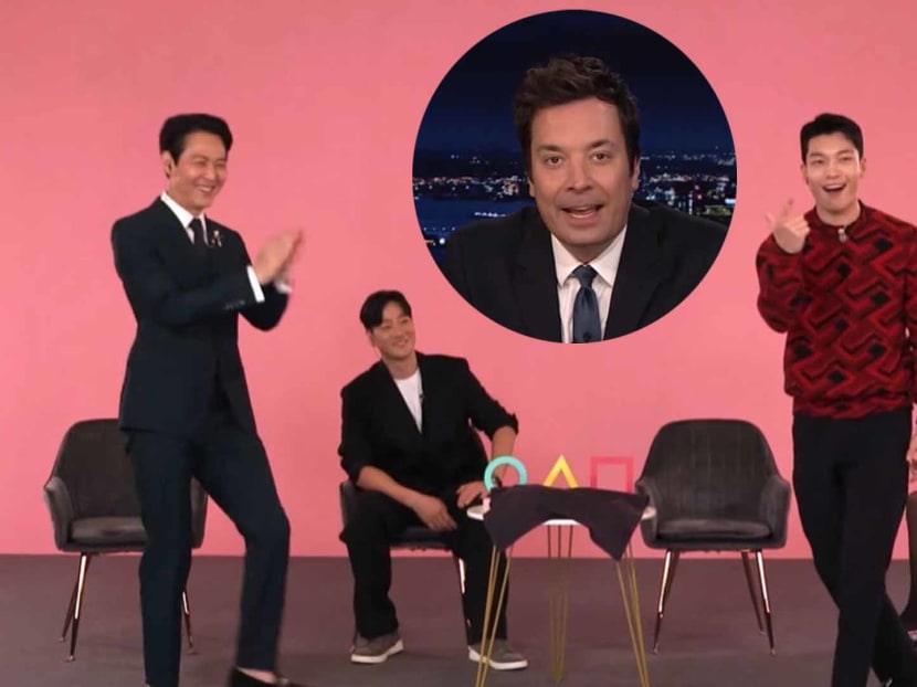 Watch The Squid Game Cast Play Children s Games On The Tonight