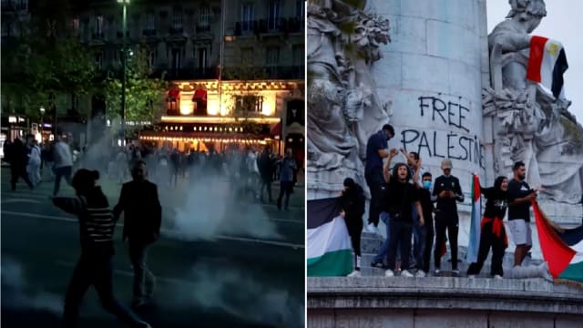 法国发生数十起反犹太人集会 警方用催泪弹水炮驱散人群