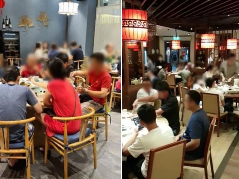 Crystal Jade Jiang Nan restaurant at VivoCity mall (left) and East Treasure Chinese Restaurant on River Valley Road (right) were among the six that have been ordered to shut for flouting Covid-19 measures. Crystal Jade Jiang Nan restaurant at VivoCity mall (left) and East Treasure Chinese Restaurant on River Valley Road (right) were among the six that have been ordered to shut for flouting Covid-19 measures.