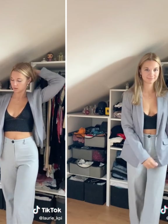 A French fashion influencer has gone viral for her unconventional take on an "office outfit" in a TikTok video.