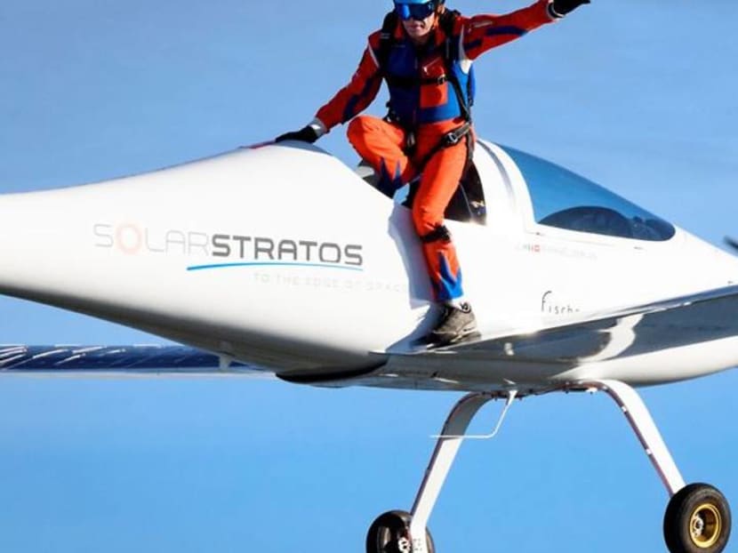 Parachutist makes world's first jump from solar-powered plane