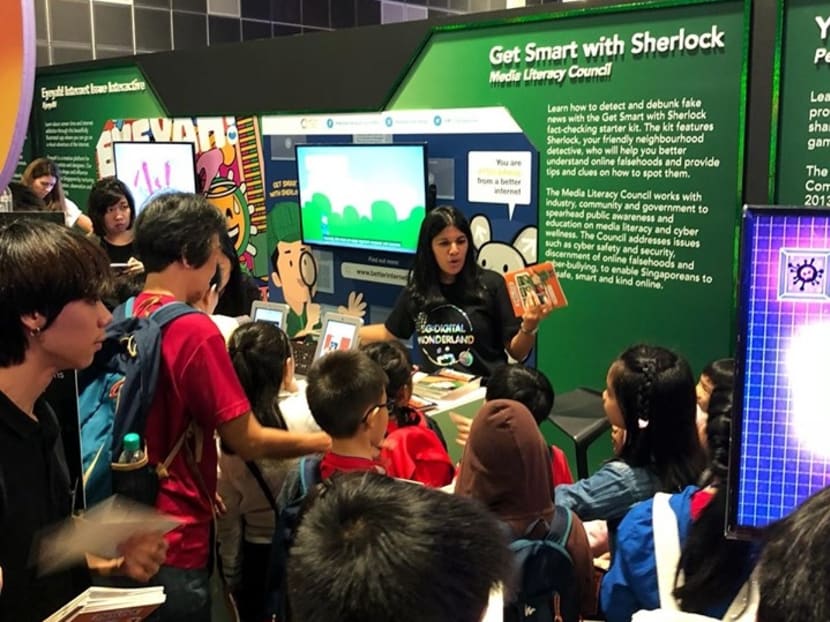 A crowd at the SG: Digital Wonderland 2019 event in May 2019 where they could learn how to spot and expose fake news. A crowd at the SG: Digital Wonderland 2019 event in May 2019 where they could learn how to spot and expose fake news.